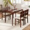 Rubber Wood Polyester Fabric 5-Piece Dining Set with Rectangular Table